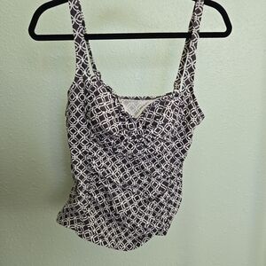 Merona Black and White Patterned Bikini Top